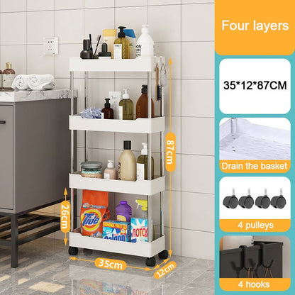 4 Layer Gap Kitchen Storage Trolley Rack