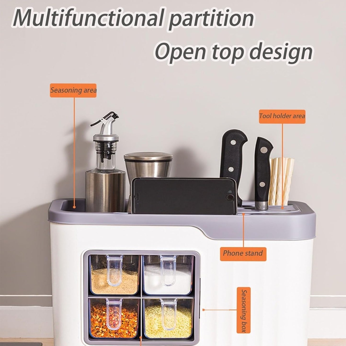 Multi-functional Spice Storage Rack-for Spice Jars,Cutlery Knife Holder