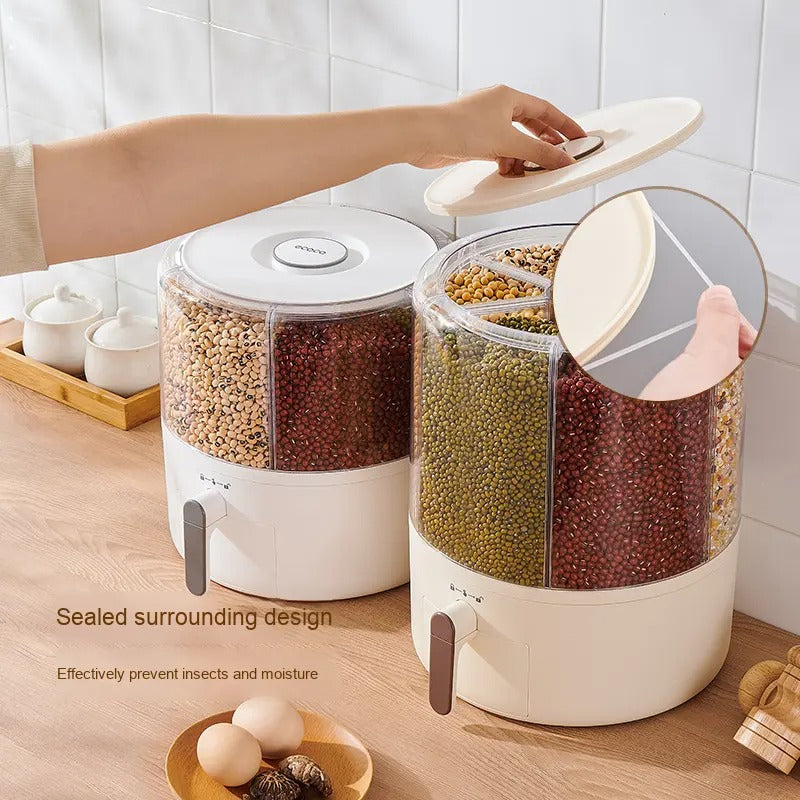 Rotating Grain Rice Storage Large Capacity Compact Design Plastic 10kg Capacity