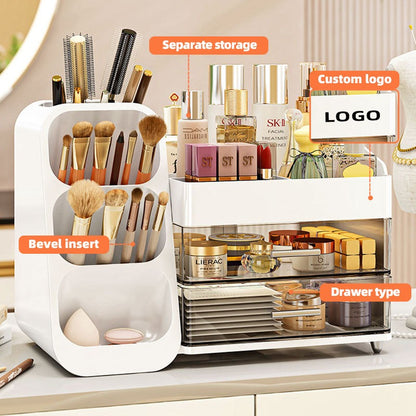 Luxury Cosmetic Box With Makeup Brush Organizer