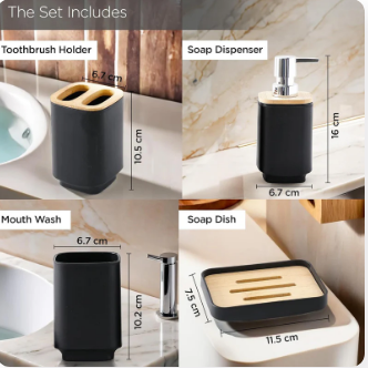 3 PCS BATHROOM SET WITH BAMBOO TRAY
