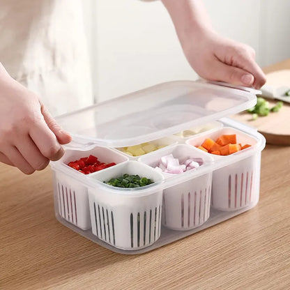 Refrigerator Food Fresh Box 6-In-1 Kitchen Scallion Storage Box(Imported Quality)