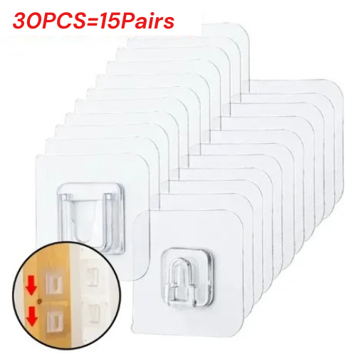2Pcs Double Sided Adhesive Wall Hooks Waterproof Transparent Suction Cup Storage Hook For Kitchen Bathroom Organizer Holders