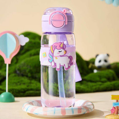600ml School Cute Water Bottle with Straw for Kids Chilrdren Sports Outdoor Cup