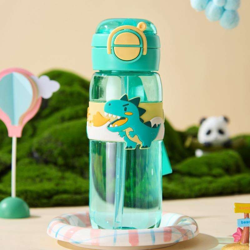 600ml School Cute Water Bottle with Straw for Kids Chilrdren Sports Outdoor Cup