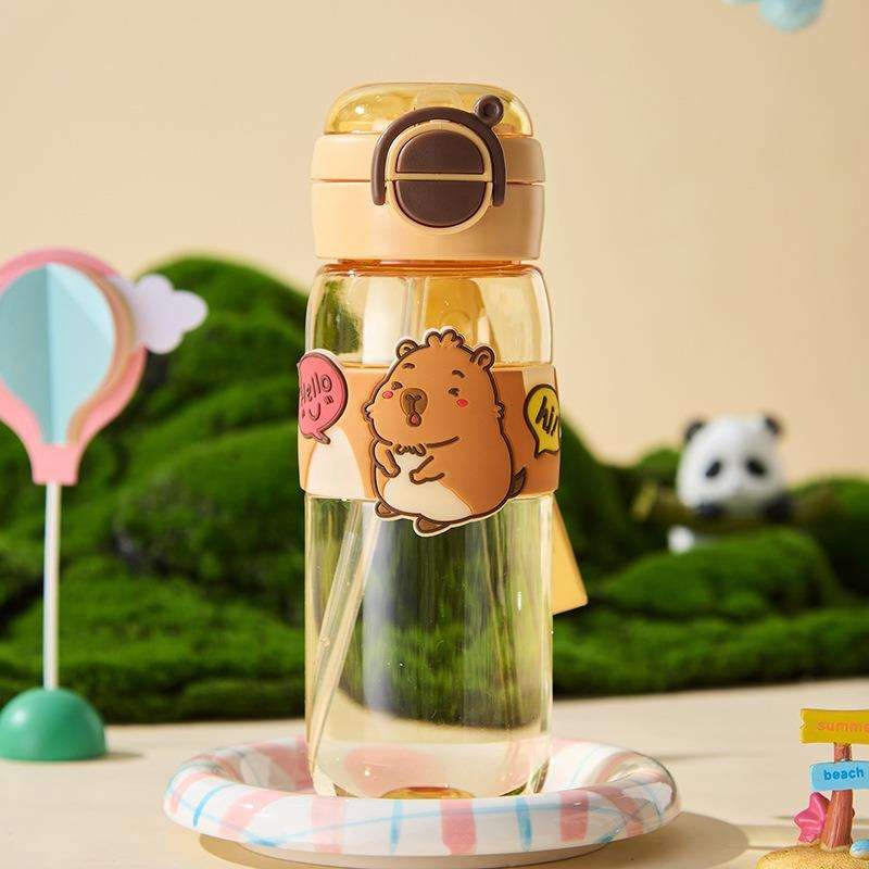 600ml School Cute Water Bottle with Straw for Kids Chilrdren Sports Outdoor Cup