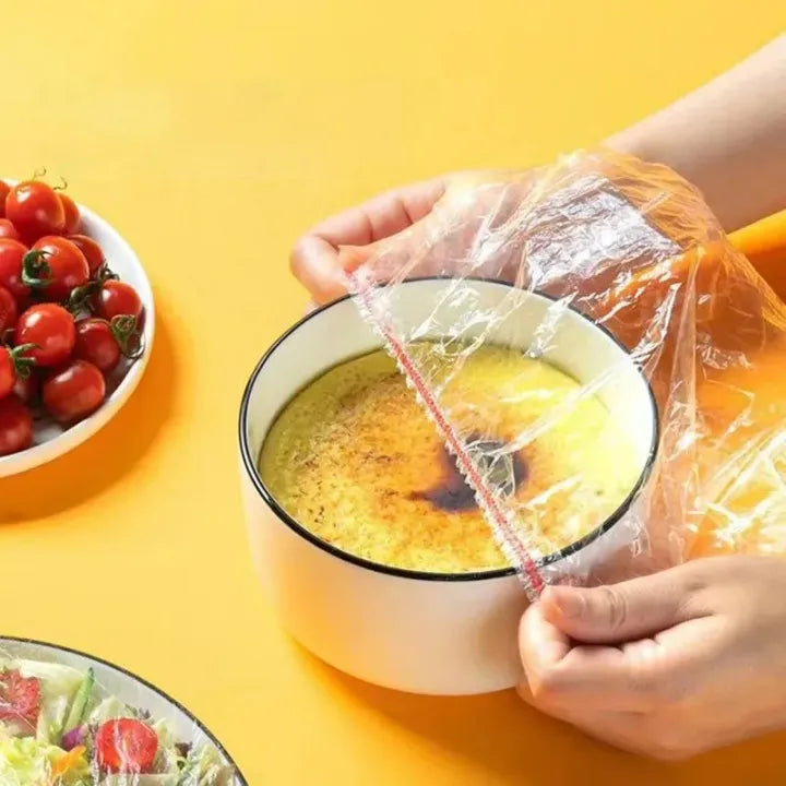 100Pcs Reusable Elastic Food Storage Covers Disposable Food Plastic Wraps Storage