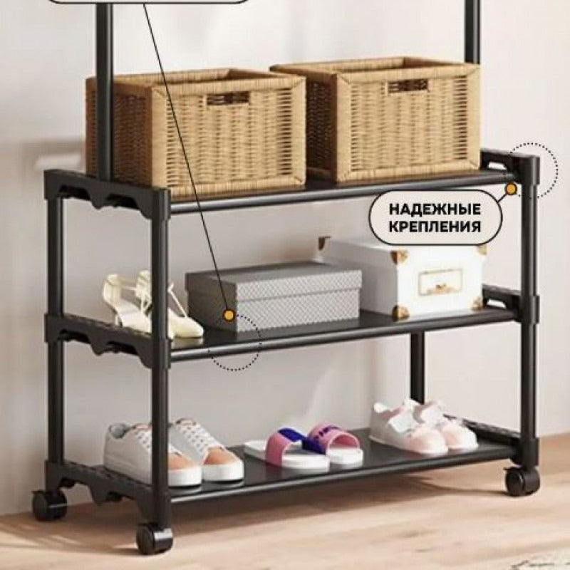 Floor Hanger for Clothes, Shoe Rack, Shirt, Coat, Hat, Scarf, High Heels, Sundries Storage, Bedroom Organizer
