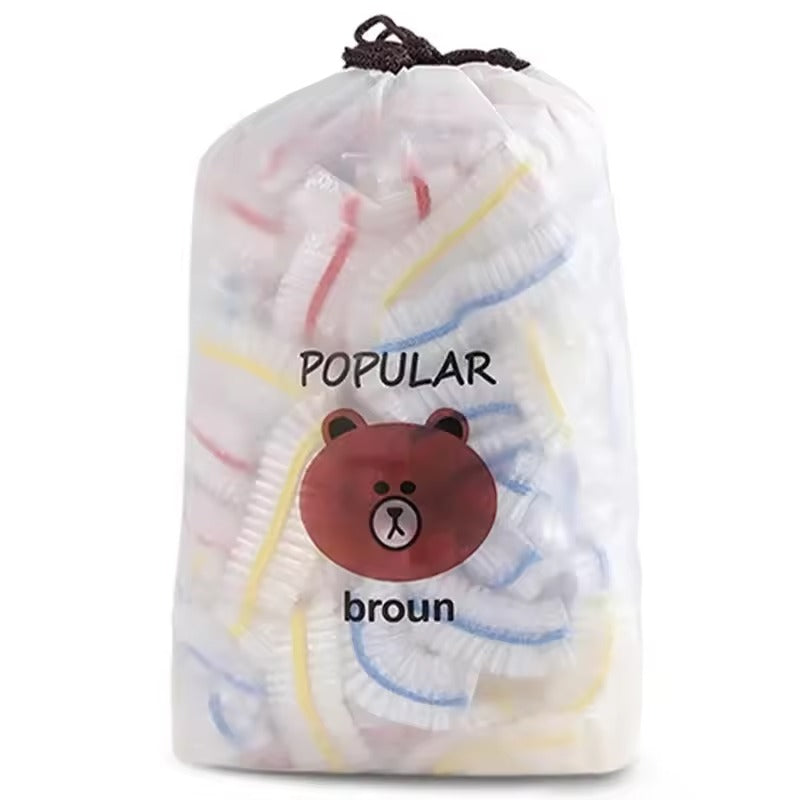 100Pcs Reusable Elastic Food Storage Covers Disposable Food Plastic Wraps Storage