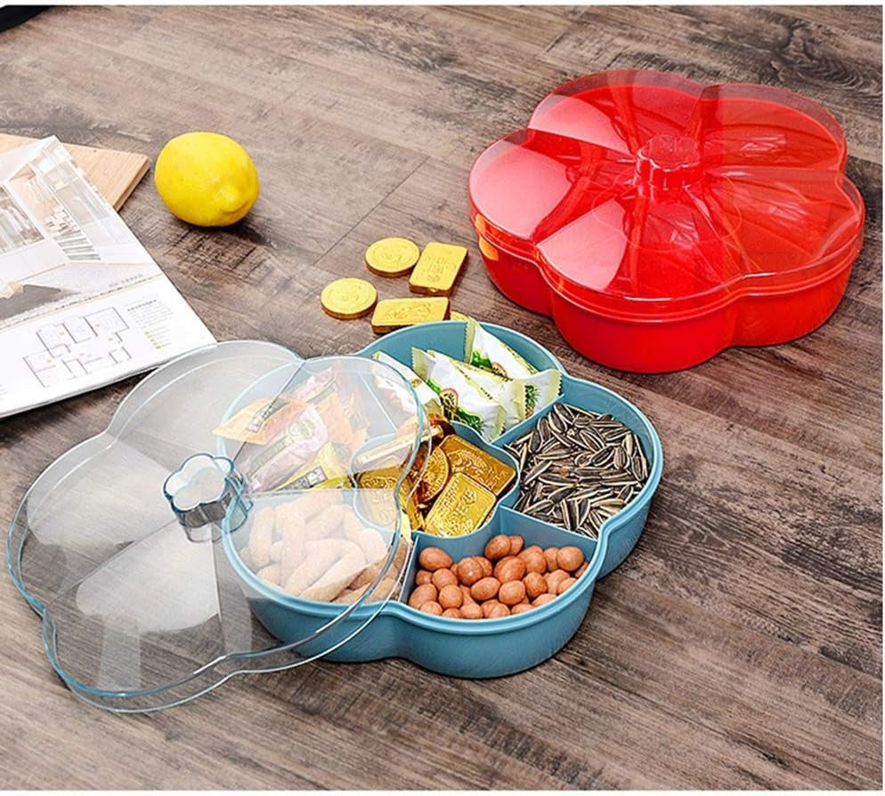 Flower Shape Snack Traay With Lid for Nut Candy Dried Fruit