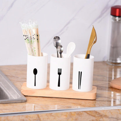 3pcs Cutlery Holder With Drain and Tray