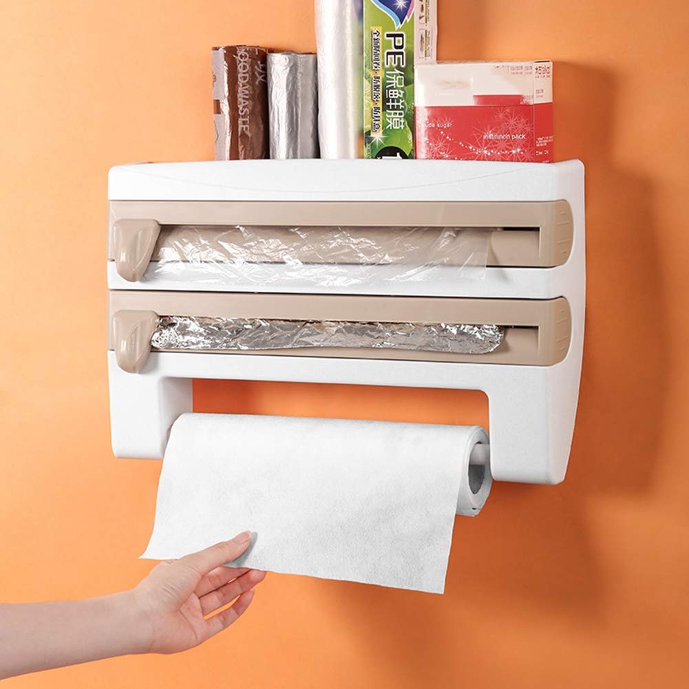 4 IN 1 KITCHEN PAPER ROLL HOLDER WRAP DISPENSER