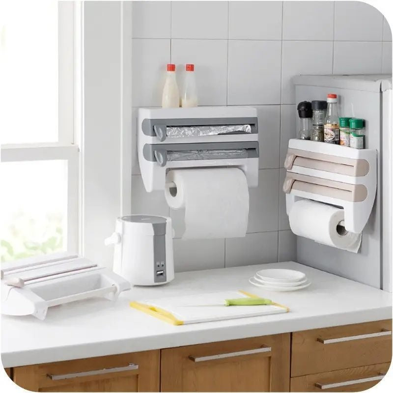 4 IN 1 KITCHEN PAPER ROLL HOLDER WRAP DISPENSER