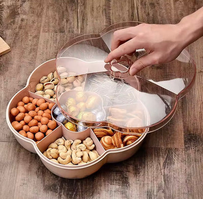 Flower Shape Snack Traay With Lid for Nut Candy Dried Fruit