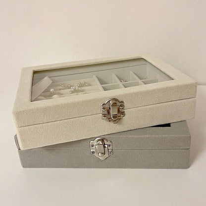 Velvet Rings & Earrings Organizer Storage Box
