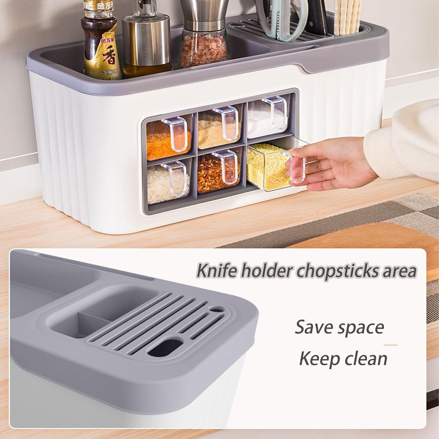 Multi-functional Spice Storage Rack-for Spice Jars,Cutlery Knife Holder