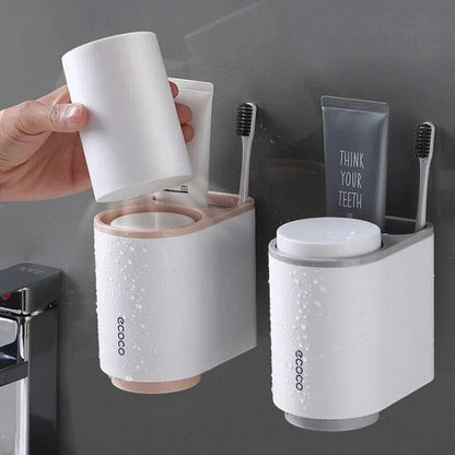 Wall Mounted Ecoco Toothpaste Dispenser and Toothbrush Holder