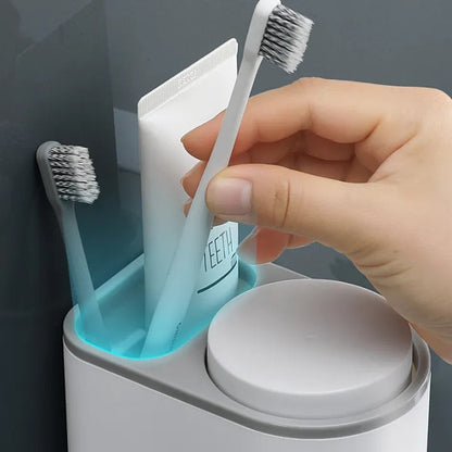Wall Mounted Ecoco Toothpaste Dispenser and Toothbrush Holder
