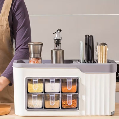 Multi-functional Spice Storage Rack-for Spice Jars,Cutlery Knife Holder