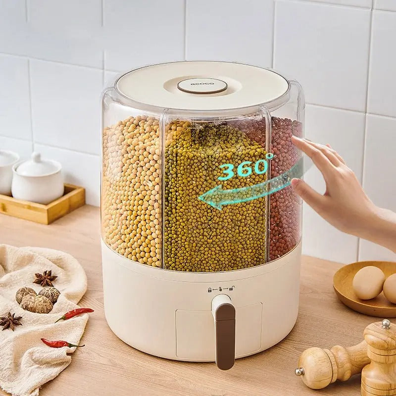 Rotating Grain Rice Storage Large Capacity Compact Design Plastic 10kg Capacity