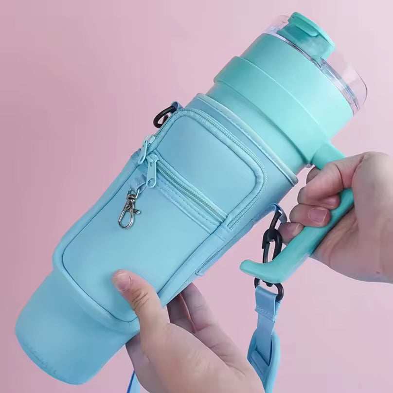 Water Bottle Carrier Quencher Cup Sleeve/Water Bottle Carrier Bag with Phone Pocket for Stanley