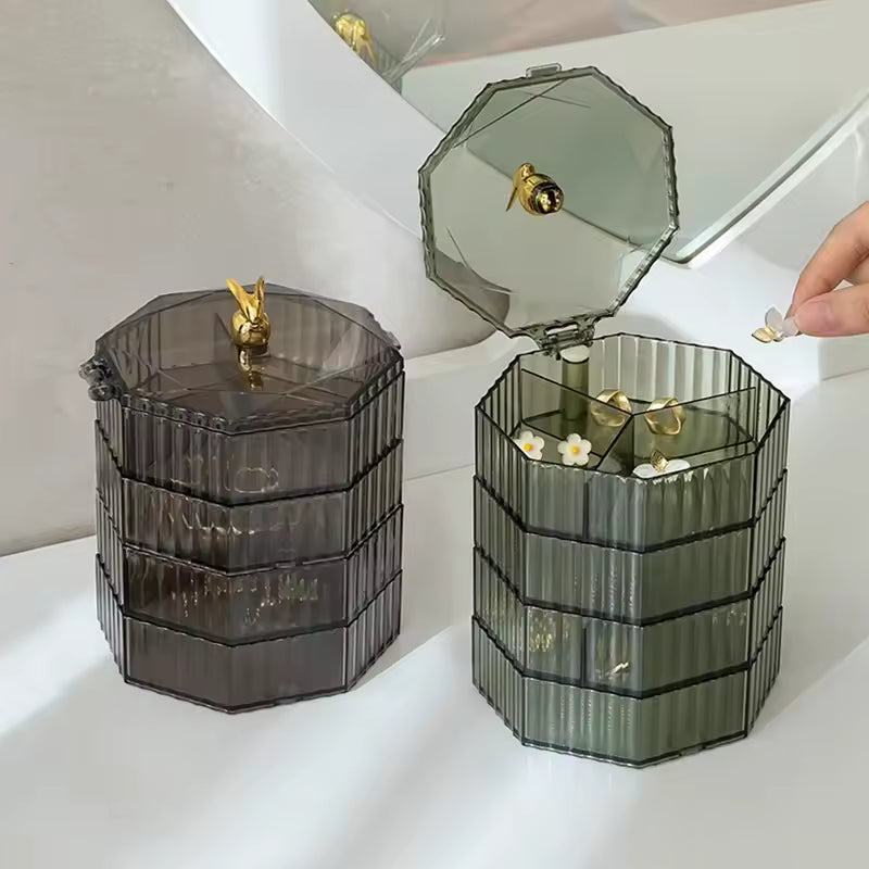 Glacier Style Clear Acrylic Jewelry Organizer – Multi-Compartment Jewelry Storage Box for Rings, Earrings & Necklaces