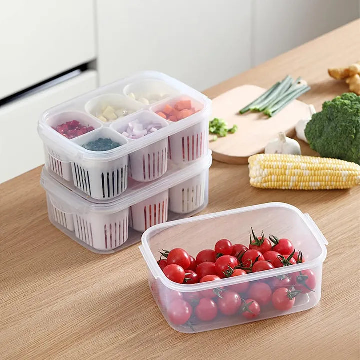 Refrigerator Food Fresh Box 6-In-1 Kitchen Scallion Storage Box(Imported Quality)