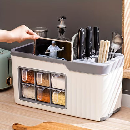 Multi-functional Spice Storage Rack-for Spice Jars,Cutlery Knife Holder