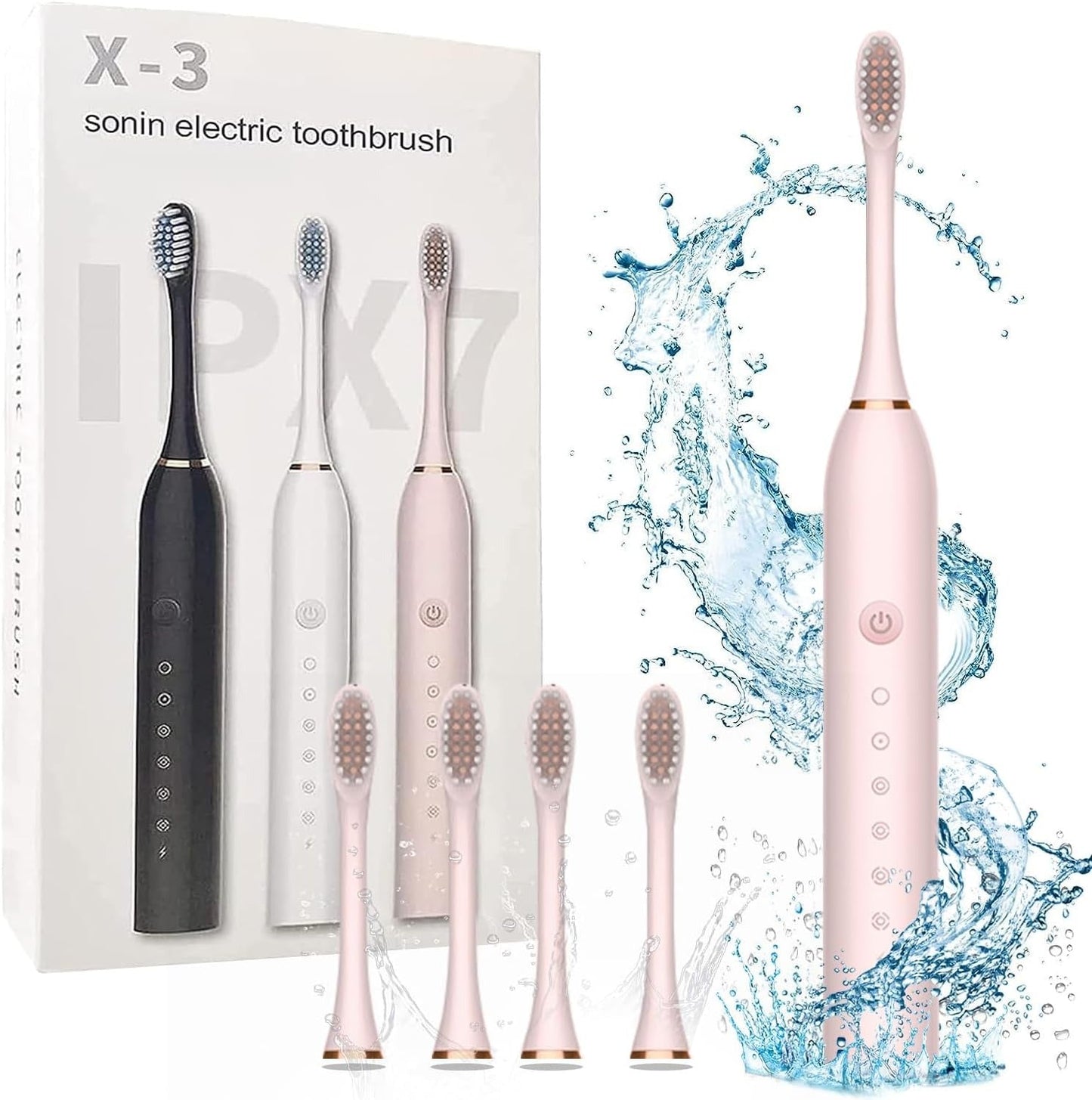 6 Modes Sonic Electric Toothbrushes for Adults Kids Smart Timer Rechargeable Whitening Toothbrush Waterproof 4 Brush Head