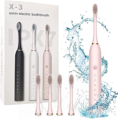 6 Modes Sonic Electric Toothbrushes for Adults Kids Smart Timer Rechargeable Whitening Toothbrush Waterproof 4 Brush Head