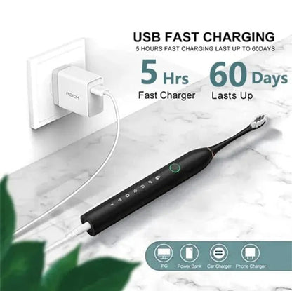 6 Modes Sonic Electric Toothbrushes for Adults Kids Smart Timer Rechargeable Whitening Toothbrush Waterproof 4 Brush Head