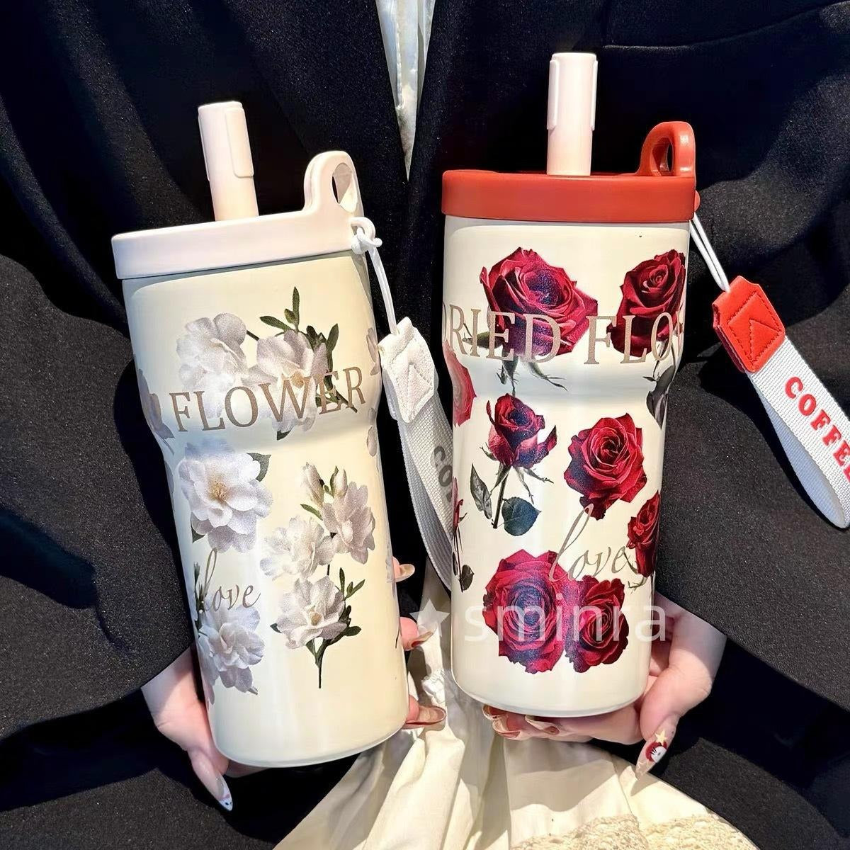 Flower Vaccum Coffee Cup 550ML
