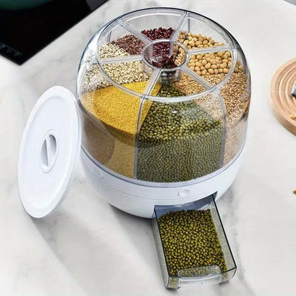 6-grid rotating grain container