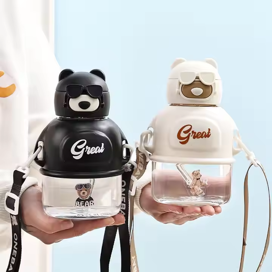 Cute Bear Trendy Plastic Water Bottle for Students
