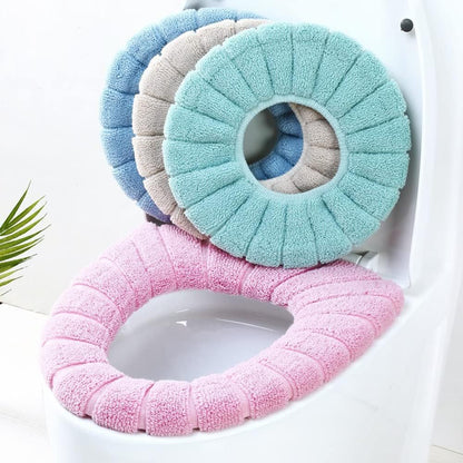 Plush Universal Toilet Seat Cover – Soft, Washable, Stretchable Cushion (Multiple Colors)