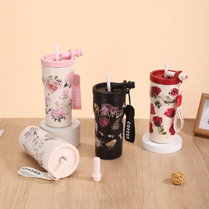 Flower Vaccum Coffee Cup 550ML
