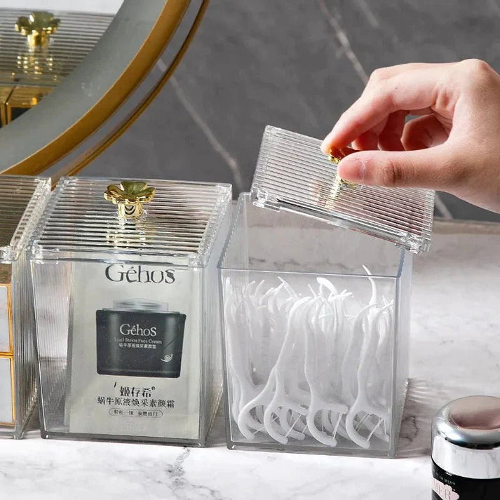 Makeup Cotton Pad & Swabs Storage Holder – Transparent Acrylic Organizer Box