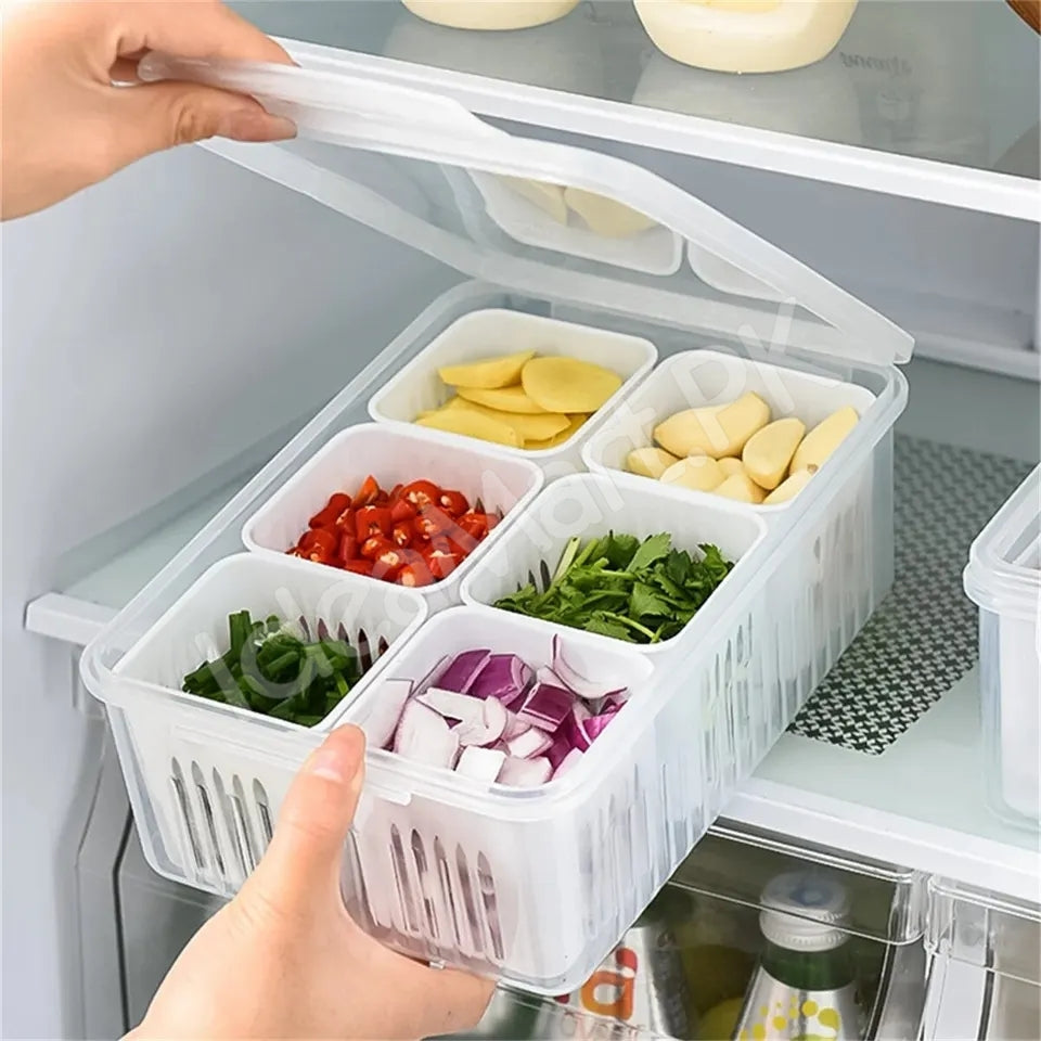 Refrigerator Food Fresh Box 6-In-1 Kitchen Scallion Storage Box(Imported Quality)