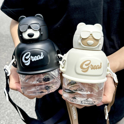 Cute Bear Trendy Plastic Water Bottle for Students