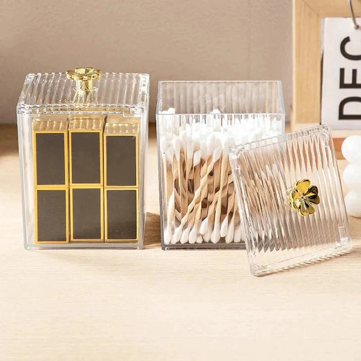 Makeup Cotton Pad & Swabs Storage Holder – Transparent Acrylic Organizer Box