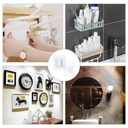 2Pcs Double Sided Adhesive Wall Hooks Waterproof Transparent Suction Cup Storage Hook For Kitchen Bathroom Organizer Holders