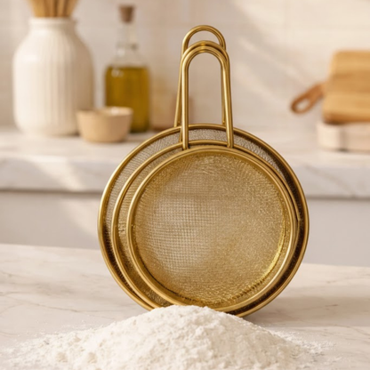 3PC Golden Strainer Set