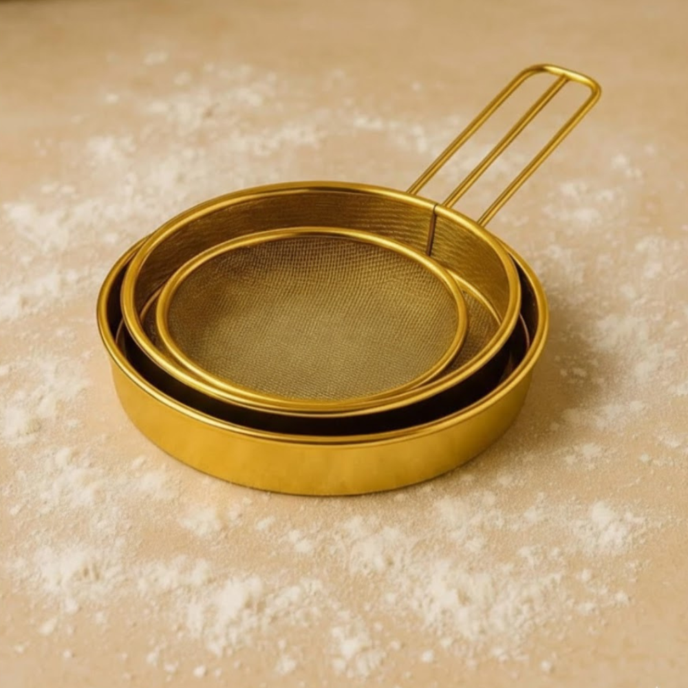 3PC Golden Strainer Set