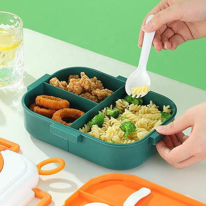 Leakproof Multi-Compartment Bento Lunch Box with Spoon & Fork Set