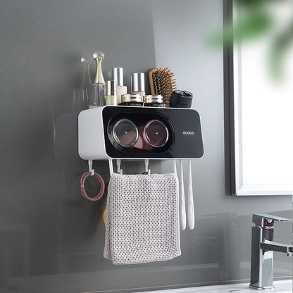 Ecoco E2111 Multi-functional Wall-Mounted Bathroom Shelf for Toothbrushes