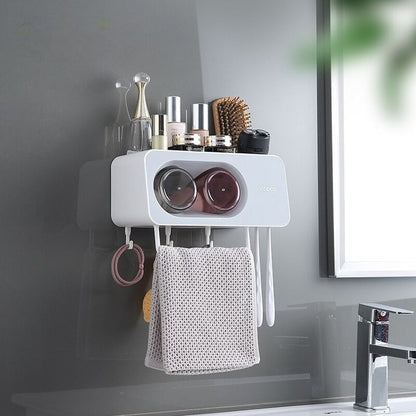 Ecoco E2111 Multi-functional Wall-Mounted Bathroom Shelf for Toothbrushes