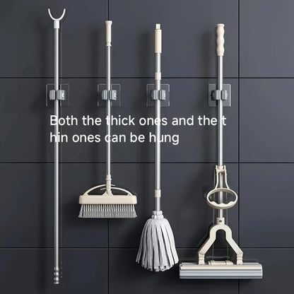 Strong Adhesive Hooks, Wall Broom Holder Mop Organizer