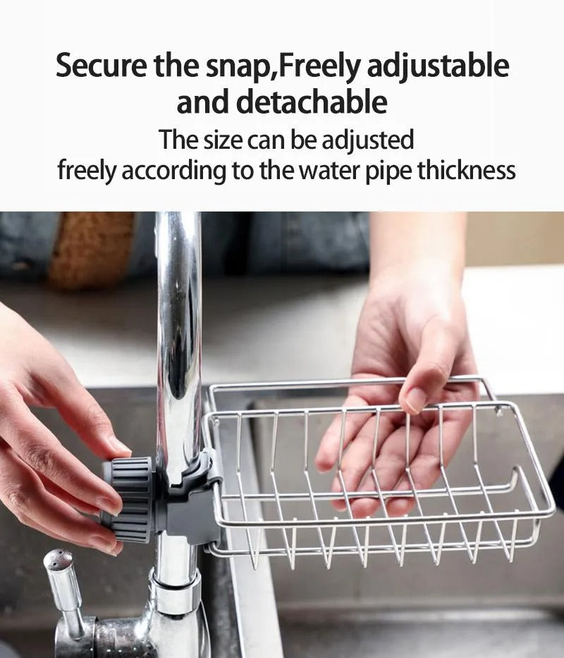 Sponge Holder for Kitchen Stainless Steel Faucet Rack Adjustable Sink Caddy Organizer Soap Drainer Bathroom Accessories
