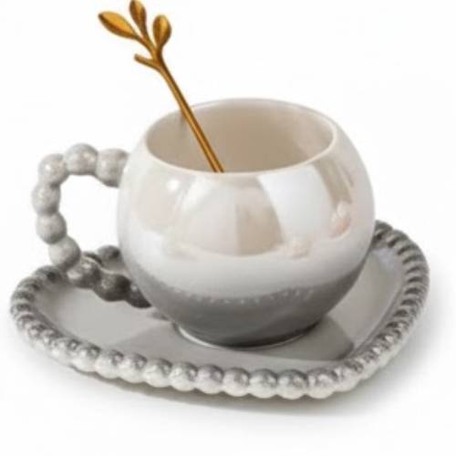 European Style Eco-Friendly Ceramic Coffee Cups New Bone China Tea Cups with Saucers Modern Design Coffee Set