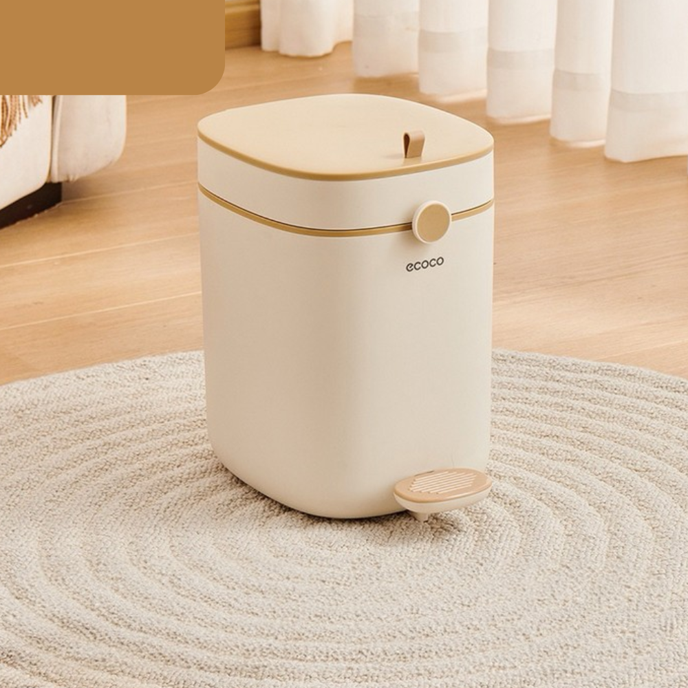 ECOCO FOOT-PEDAL TRASH CAN WITH LID 11L – LARGE-CAPACITY COVERED DUSTBIN FOR KITCHEN BATHROOM BEDROOM & LIVING ROOM